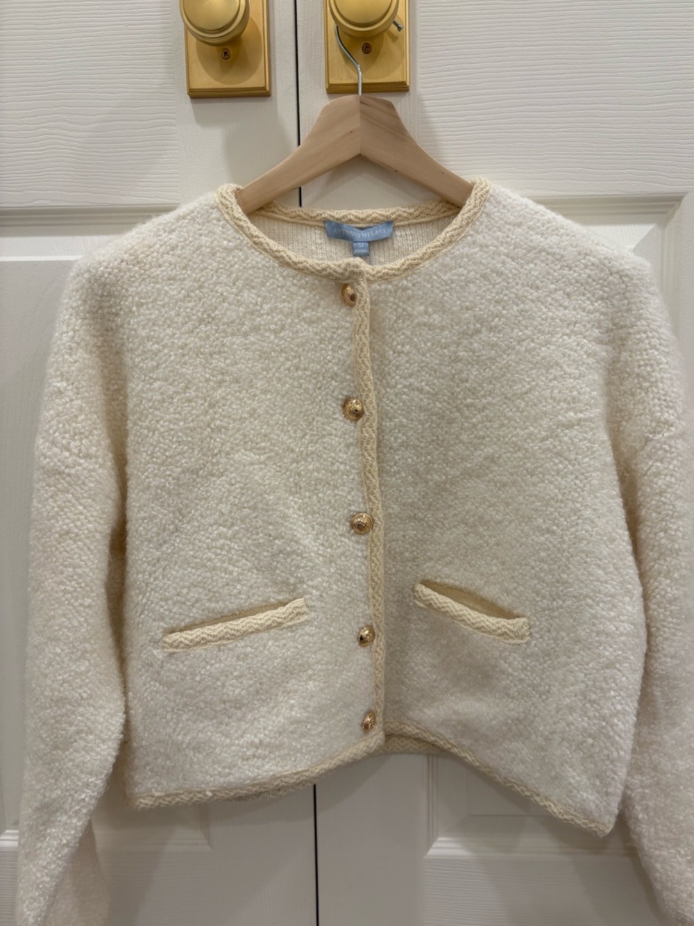 Antonio Melani cream boculé sweater jacket Small NWT